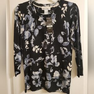 NWT Rebecca Malone lightweight flowered sweater, size small